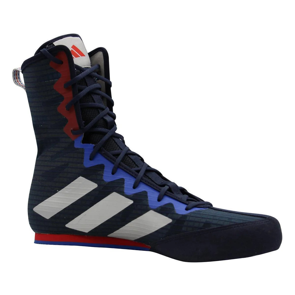ADIDAS BOKSSCHOEN BOX HOG 4 ZWART/BLAUW/ROOD